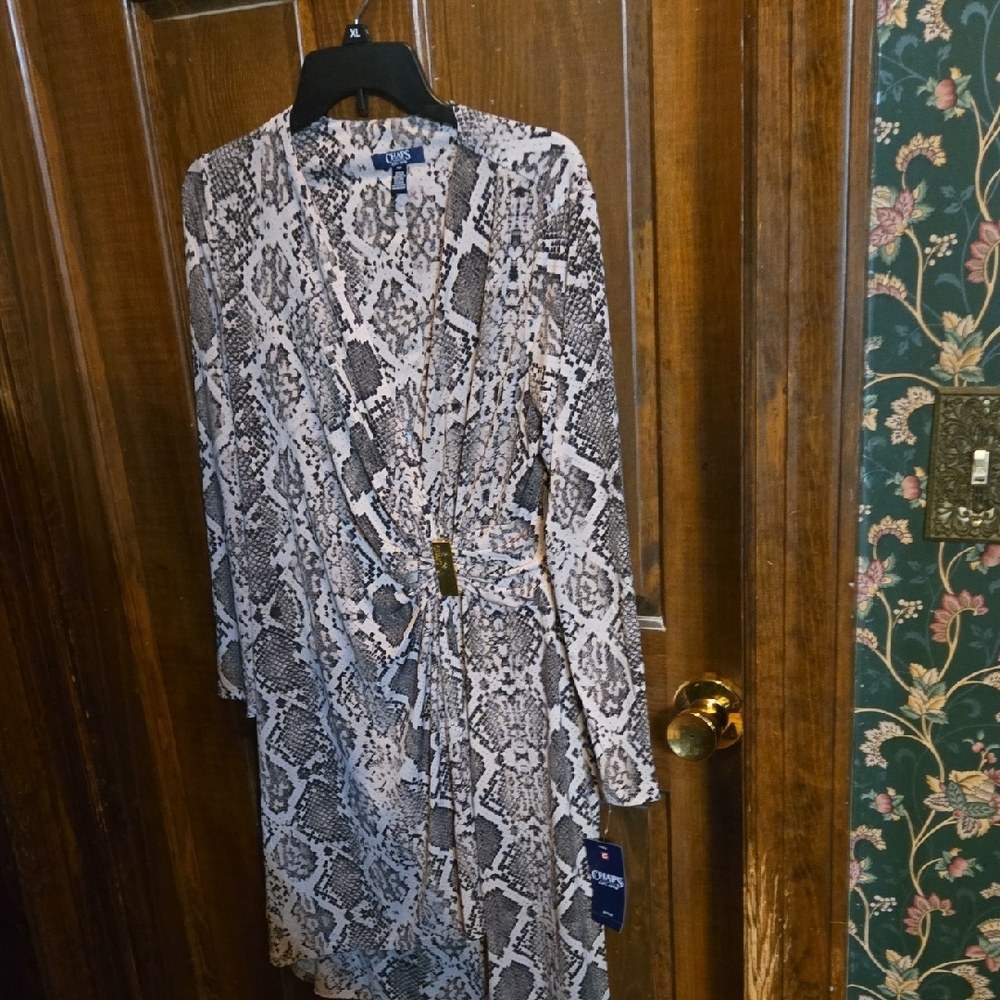 Chaps Chic Snake Print Wrap Dress Sz 14P